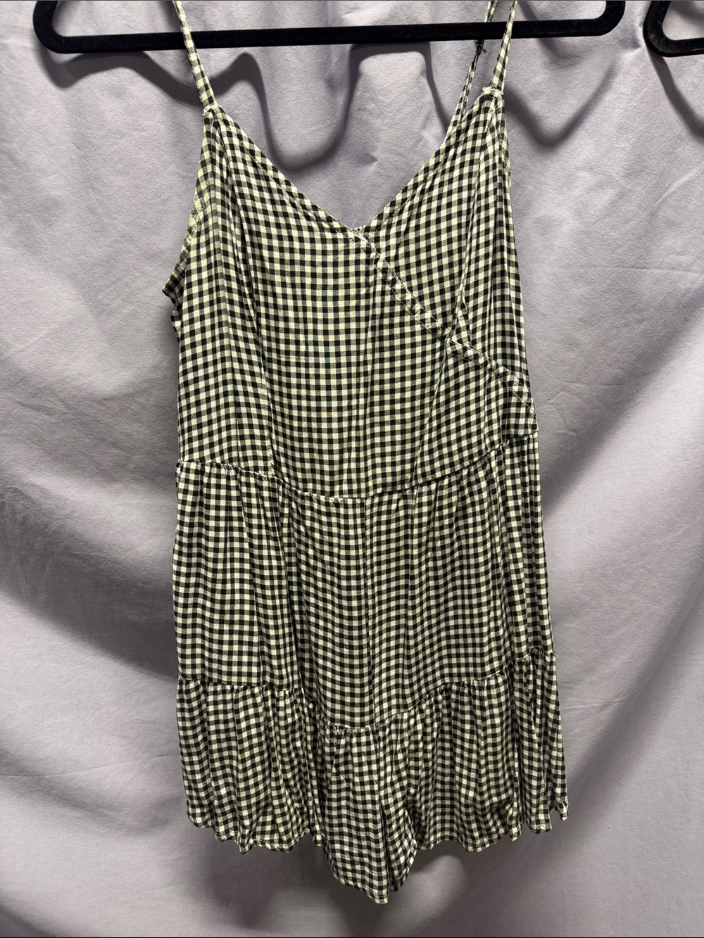 Hollister Black and White Gingham Romper